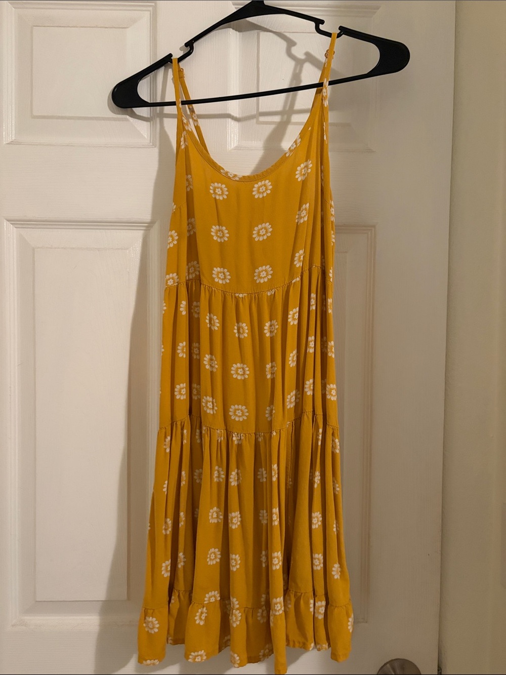 Mossimo Supply Co. Mustard Yellow Floral Tiered Midi Dress